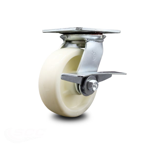 6 Inch Heavy Duty Nylon Caster with Roller Bearing and Brake